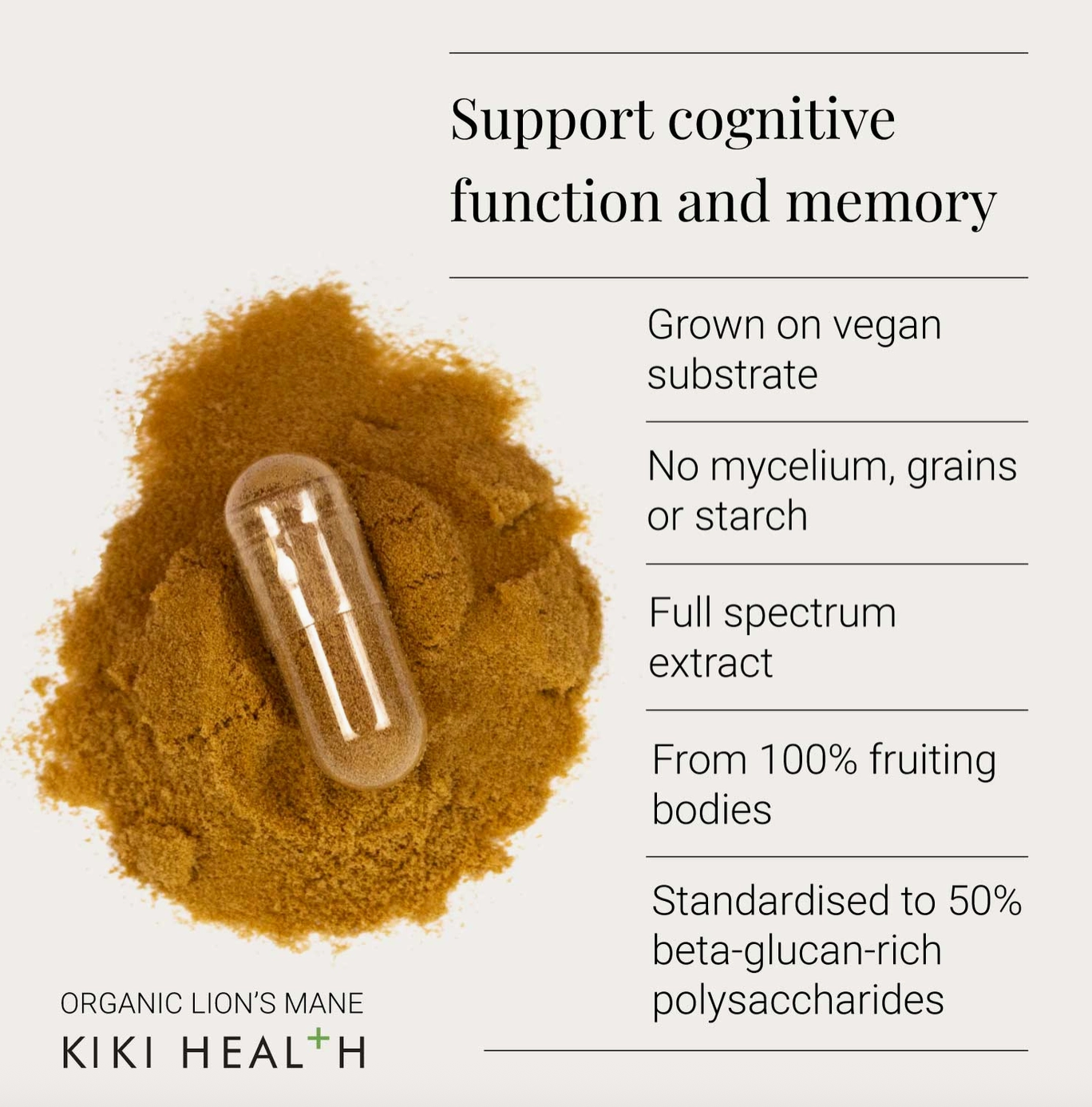 Organic Lion's Mane Extract Mushroom - 60 Vegicaps